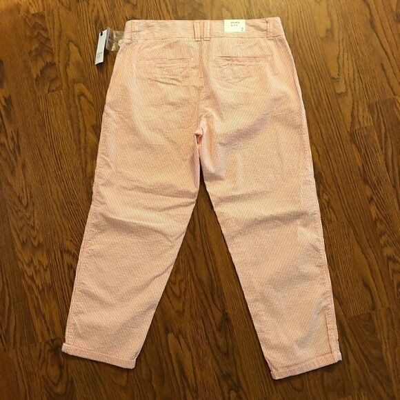 NEW Crown & Ivy Orange / White Seersucker Crops 2 - Picture 2 of 5